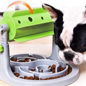 Ito Rocky Interactive Dog & Cat Food Puzzle Toy - Treat Boredom Dispensing Slow Feeder - Anxiety IQ Training in Smart Feeding and Adjustable Height for Small/Medium Dogs