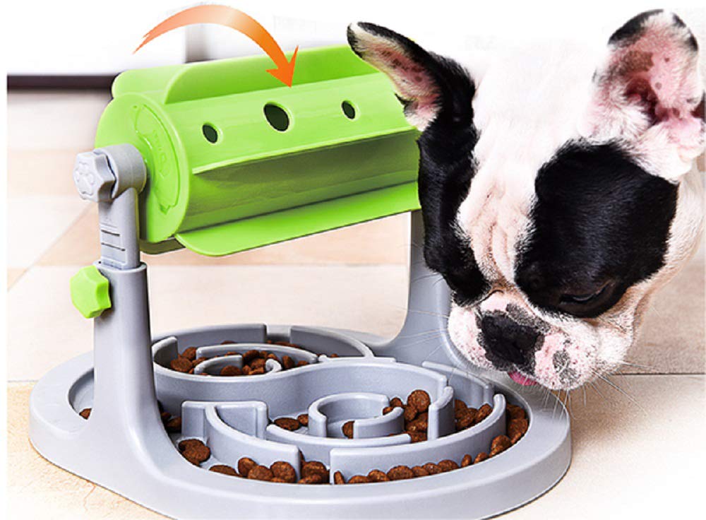 Ito Rocky Interactive Dog & Cat Food Puzzle Toy - Treat Boredom Dispensing Slow Feeder - Anxiety IQ Training in Smart Feeding and Adjustable Height for Small/Medium Dogs