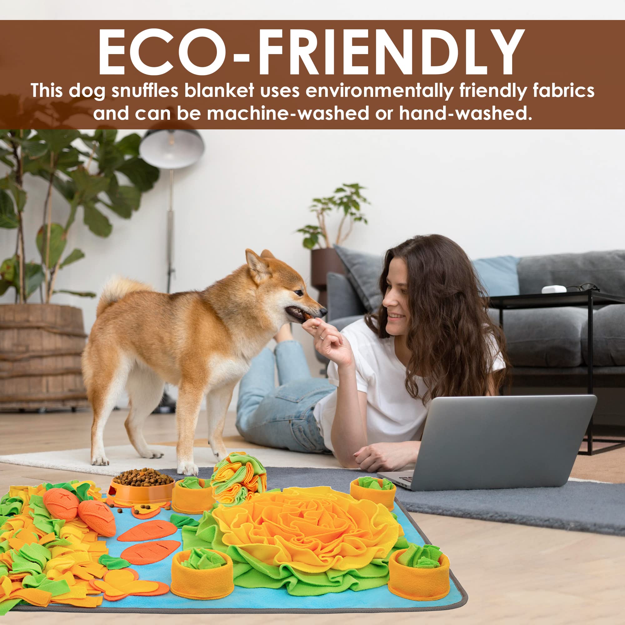 Dog Snuffle Mat, Sniff Mat, Interactive Game for Large, Medium, and Small Dogs, Treat Dispenser Indoor Outdoor Stress Relief, Enrichment Toys