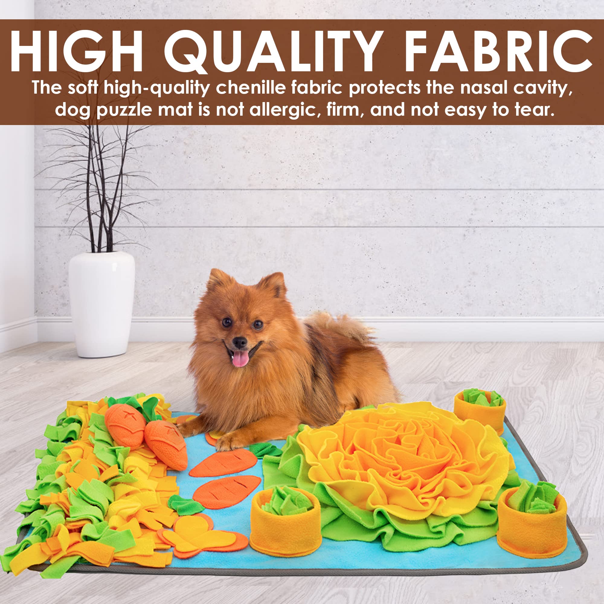 Dog Snuffle Mat, Sniff Mat, Interactive Game for Large, Medium, and Small Dogs, Treat Dispenser Indoor Outdoor Stress Relief, Enrichment Toys