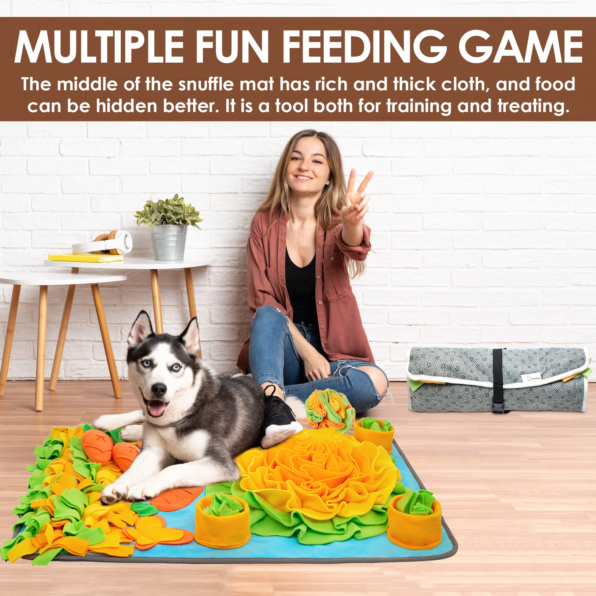 Dog Snuffle Mat, Sniff Mat, Interactive Game for Large, Medium, and Small Dogs, Treat Dispenser Indoor Outdoor Stress Relief, Enrichment Toys