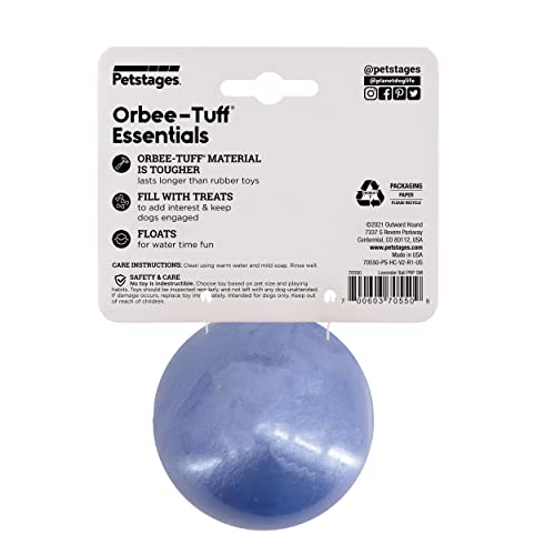 Planet Dog Orbee-Tuff Essentials Lavender Scented Interactive Dog Ball Treat Dispenser Toy, Purple