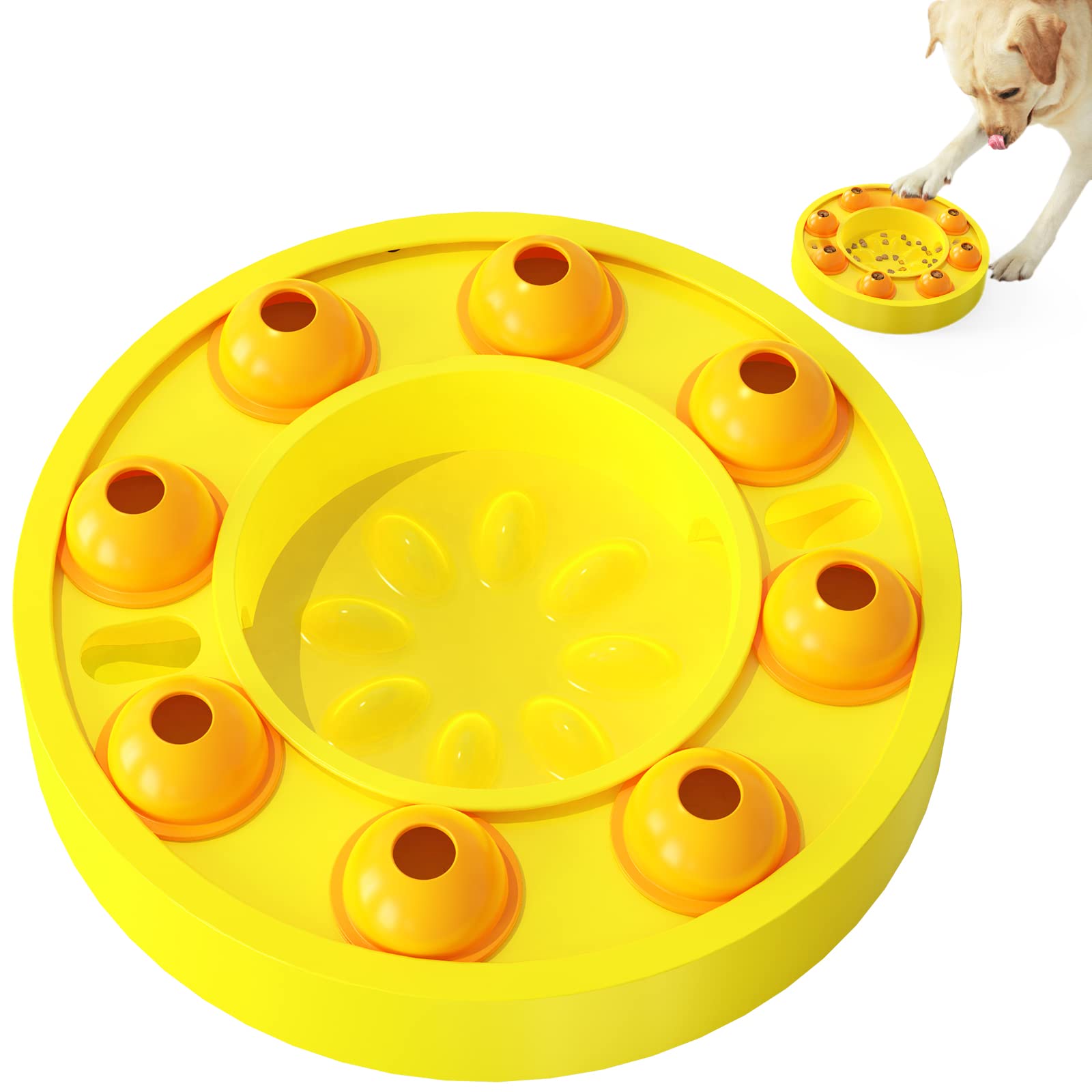 Dog Puzzle Toy Dog Treat Puzzle Interactive Dog Puzzle Toys for Smart Dogs Feeding Dispenser Slow Food Feeder Slow Feeder Dog Bowls (Yellow)