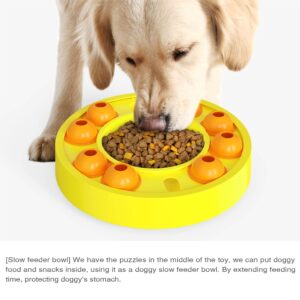 Dog Puzzle Toy Dog Treat Puzzle Interactive Dog Puzzle Toys for Smart Dogs Feeding Dispenser Slow Food Feeder Slow Feeder Dog Bowls (Yellow)