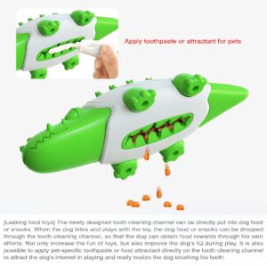 Buyiteme Dog Toothbrush Chew Toy Durable Dog Interactive Treat Dispenser Squeaky Dog Chew Toys for Aggressive Chewers, ​Cleans Teeth and Promotes Dental&Gum Health (Green, Crocodile)