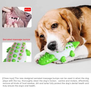 Buyiteme Dog Toothbrush Chew Toy Durable Dog Interactive Treat Dispenser Squeaky Dog Chew Toys for Aggressive Chewers, ​Cleans Teeth and Promotes Dental&Gum Health (Green, Crocodile)