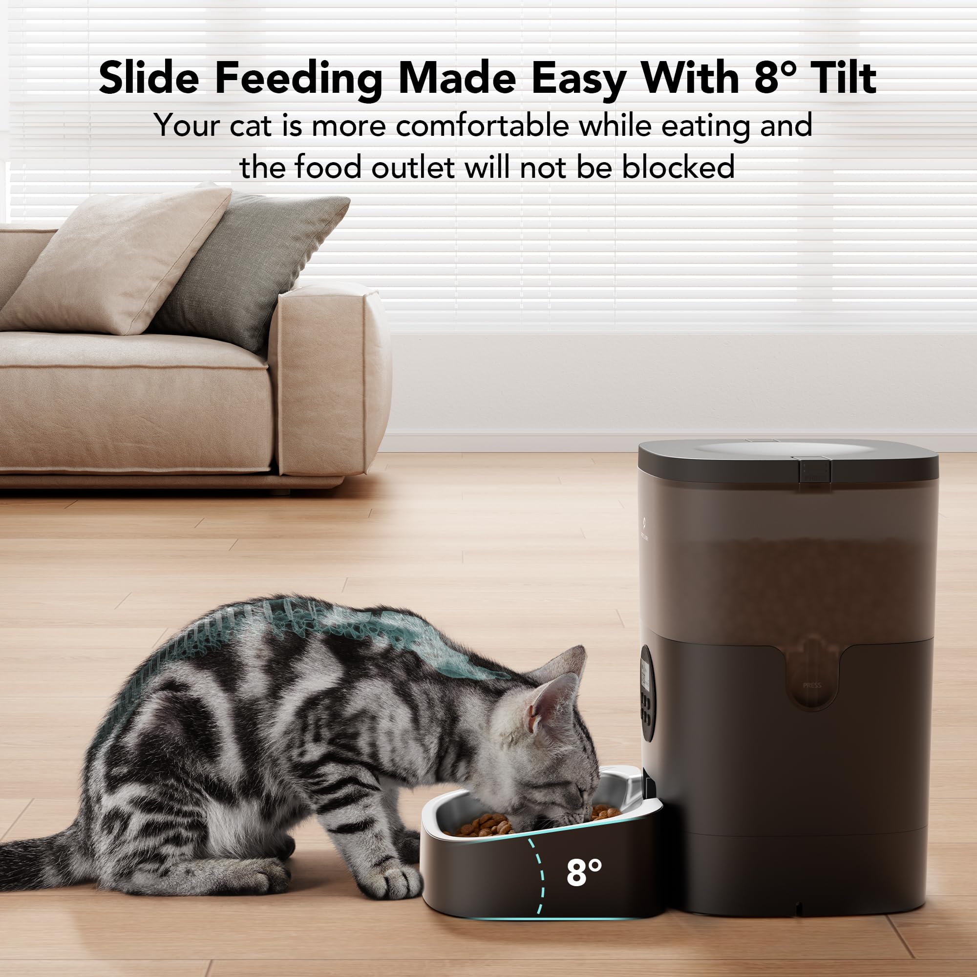 PETLIBRO Automatic Cat Feeder, Automatic Cat Food Dispenser with Timer Interactive Voice Recorder, Auto Cat Feeder with 1-4 Meals Control Dry Food, Black Transparent