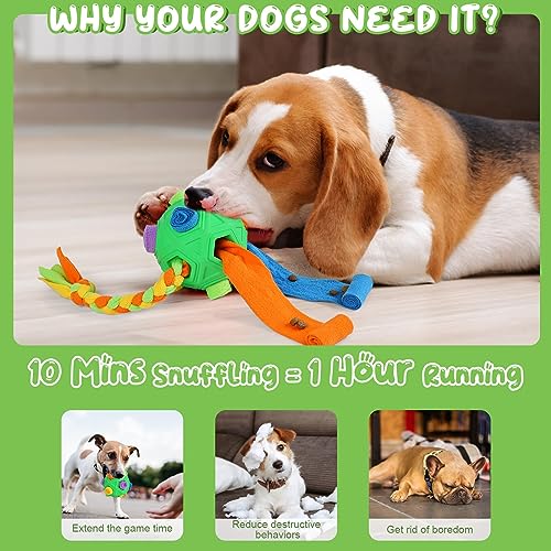 Fzonsh Snuffle Ball for Dogs Small to MediumBreed with Interactive Bite Resistant Rope, Interactive Puzzle Dog Toys Snuffle Ball Encourages Natural Foraging Skills for Training