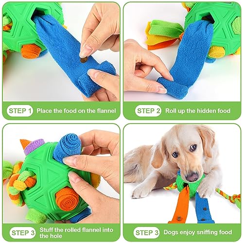 Fzonsh Snuffle Ball for Dogs Small to MediumBreed with Interactive Bite Resistant Rope, Interactive Puzzle Dog Toys Snuffle Ball Encourages Natural Foraging Skills for Training