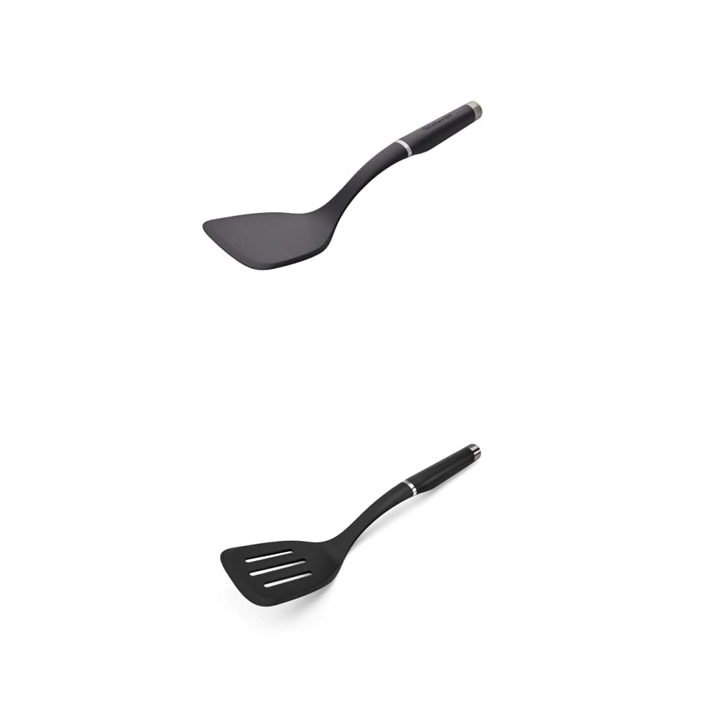 KitchenAid - KO001OHOBA KitchenAid Gourmet Large Solid Turner, one size, Matte Black and KitchenAid Gourmet Nylon Slotted Turner, one size, Matte Black