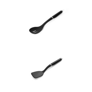 kitchenaid classic slotted spoon, one size, black 2andkitchenaid ke001ohoba classic solid turner, one size, black 2