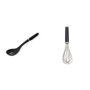 kitchenaid classic slotted spoon and utility whisk, black