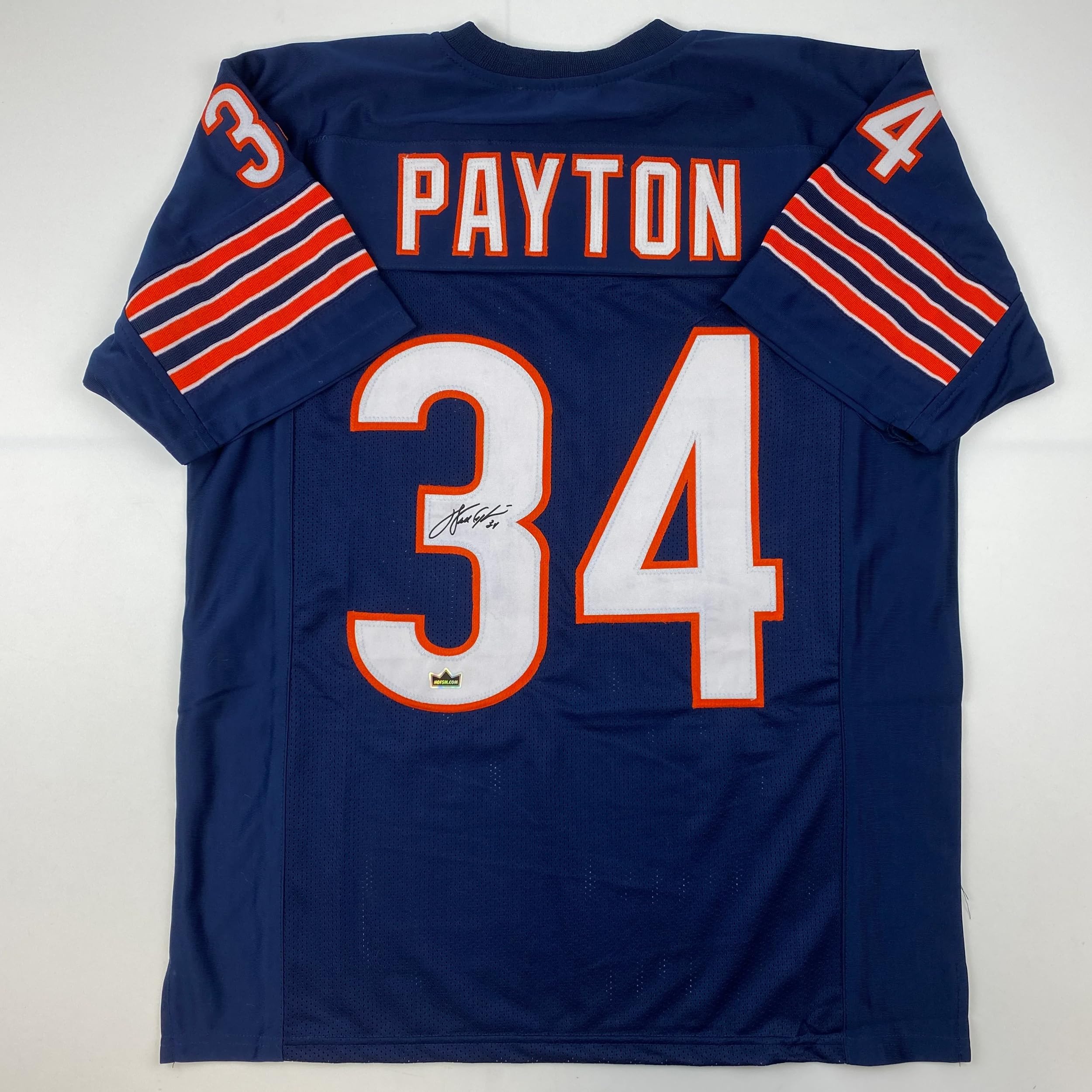 Facsimile Autographed Walter Payton Chicago Blue Reprint Laser Auto Football Jersey Size Men's XL