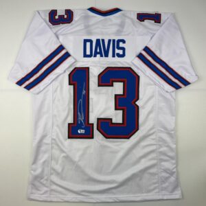 Autographed/Signed Gabriel Gabe Davis Buffalo White Football Jersey Beckett BAS COA