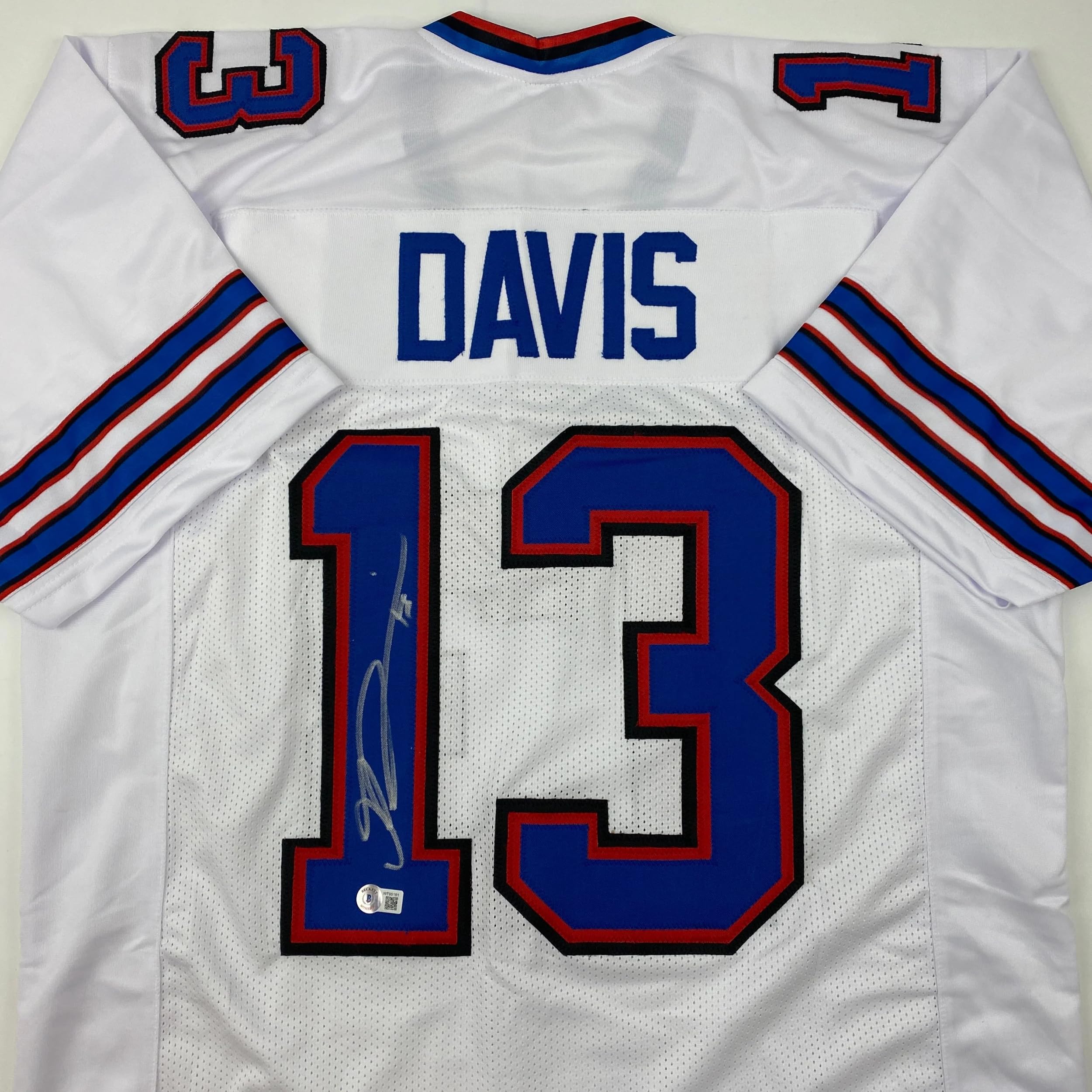 Autographed/Signed Gabriel Gabe Davis Buffalo White Football Jersey Beckett BAS COA