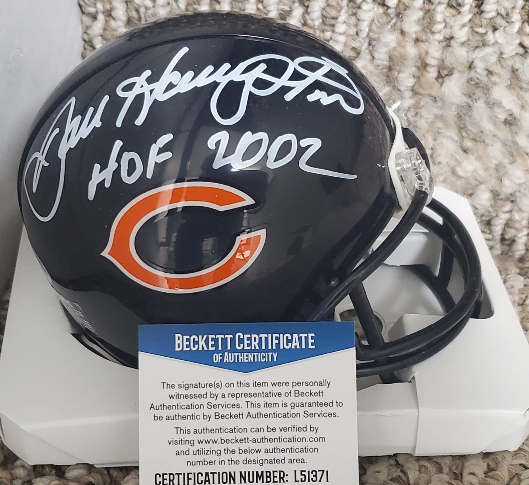 Autographed Dan Hampton Chicago Bears Mini Helmet w/Beckett COA