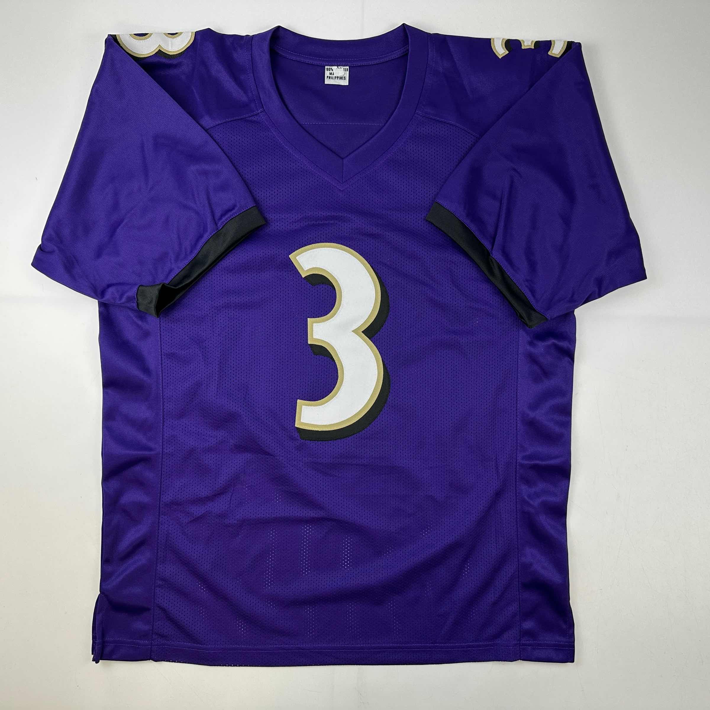 Autographed/Signed Odell Beckham Jr. Baltimore Purple Football Jersey Beckett BAS COA