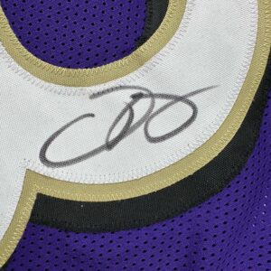 Autographed/Signed Odell Beckham Jr. Baltimore Purple Football Jersey Beckett BAS COA