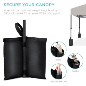 Best Choice Products 10x10ft 1-Person Setup Pop Up Canopy Tent Instant Portable Shelter w/ 1-Button Push, Case, 4 Weight Bags - Light Gray