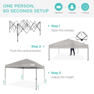 Best Choice Products 10x10ft 1-Person Setup Pop Up Canopy Tent Instant Portable Shelter w/ 1-Button Push, Case, 4 Weight Bags - Light Gray