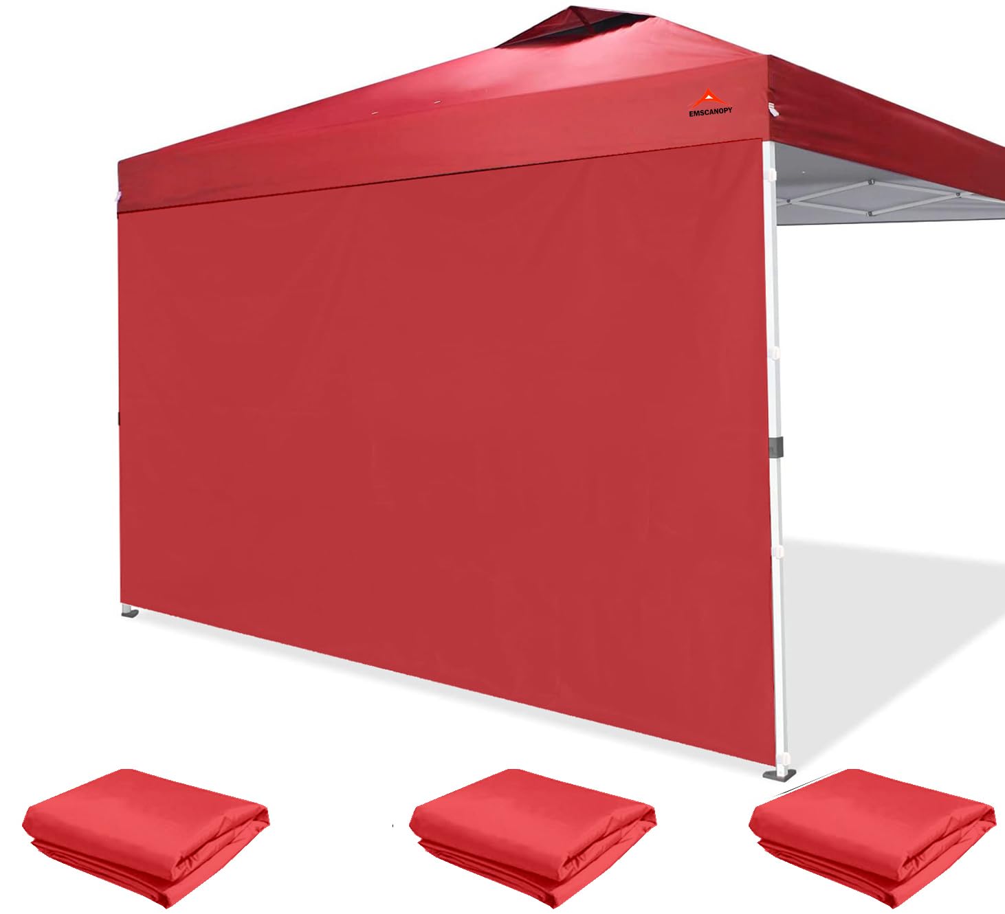 EMSCANOPY SunWall for 12x12 Canopy Frame, 3 Pack Sidewall Only, (Red)