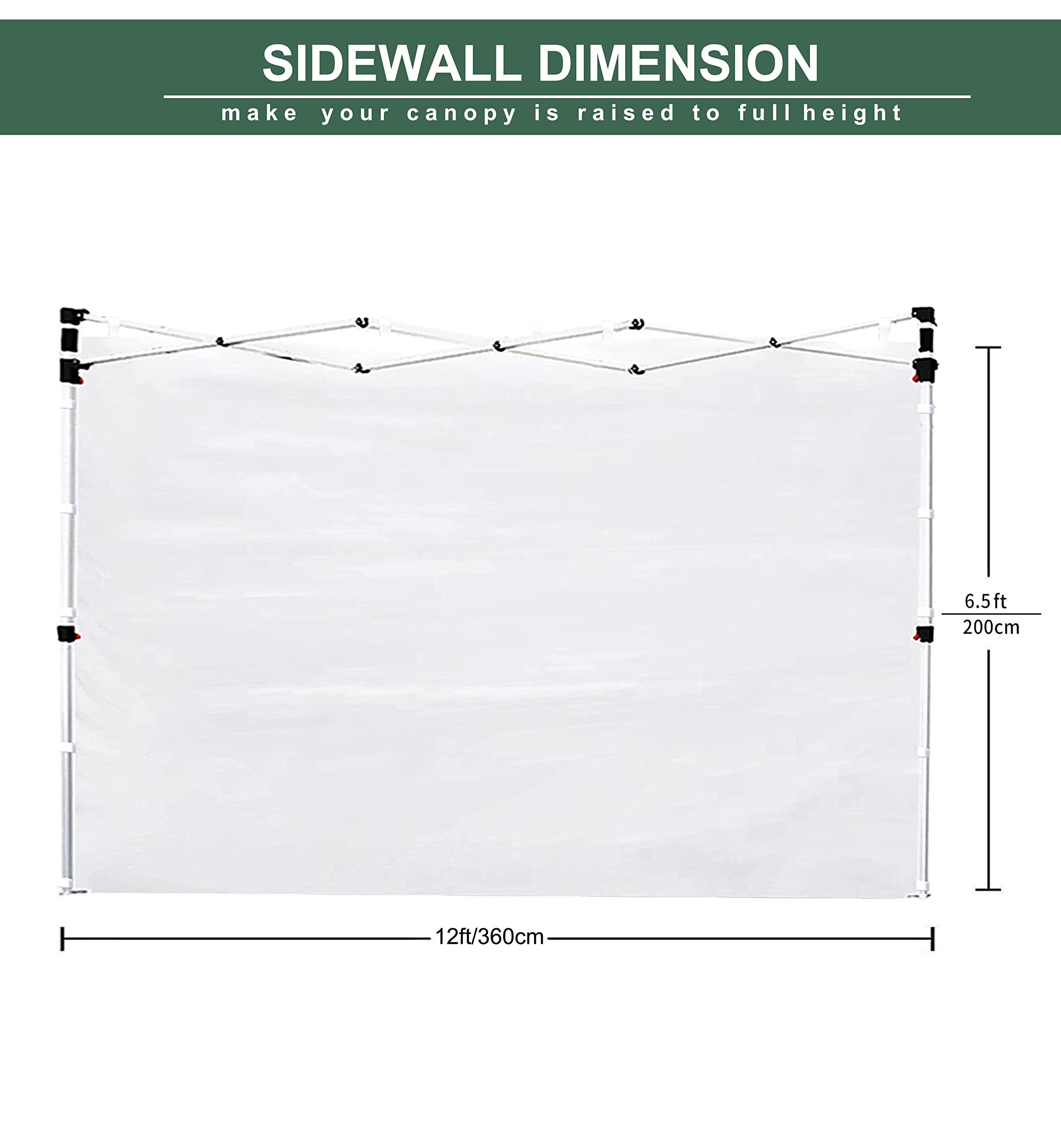 EMSCANOPY SunWall for 12x12 Canopy Frame, 3 Pack Sidewall Only, (Red)