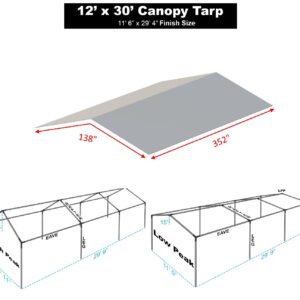 Carport Cover 14' x 20' Cut Size, 13'6" x 19'6" Finish Size Replacement Heavy Duty Canopy Tarp Tent Roof for Garage Shelter White and Silver, Only Cover (Silver 14x20)