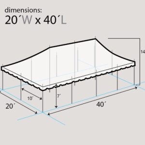 TentandTable 20' x 40' Premium Canopy Tent, White, Outdoor Pole Tent, 80-160 Person Capacity for Parties, Weddings, Events, Commercial and Residential Use, Large Heavy Duty Vinyl Canopy Tents