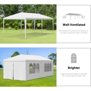 F2C 10 x20 Outdoor Gazebo White Canopy with sidewalls Party Wedding Tent Cater Events Pavilion Beach BBQ (10'X20')