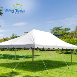 Party Tents Direct 20'x30' Canopy Tent, Weekender Canopy Pole Tent, Easy Up with Heavy Duty PVC White Top, 120 Person Capacity, Outdoor Canopies, Tents for Parties, Weddings & Events