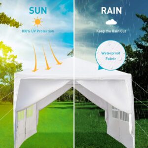 10'x20' Outdoor Party Tent, Large Wedding Birthday Tents for Parties, White Canopy Tent with 6 Removable Sidewalls & Transparent Windows, Outside Gazebo Event Tent for Garden, Patio and Backyard