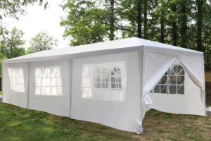 gazebo tent 10'x30' canopy tent outdoor gazebo canopy wedding party tent with 8 removable side walls, white (10x30ft 8 removable sidewalls)