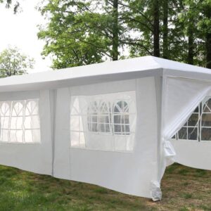 Gazebo Tent 10'x30' Canopy Tent Outdoor Gazebo Canopy Wedding Party Tent with 8 Removable Side Walls, White (10x30ft 8 Removable Sidewalls)