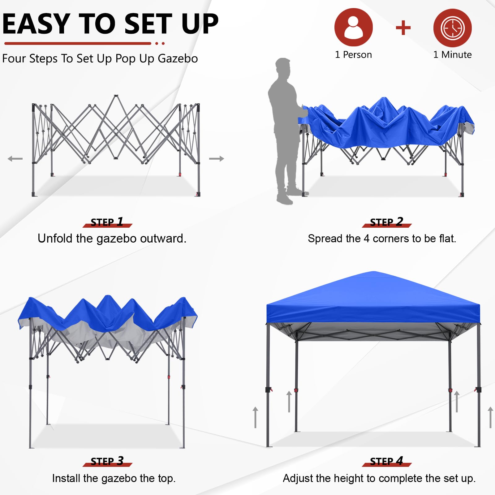 ABCCANOPY Durable Easy Pop up Canopy Tent 10x10, Royal Blue