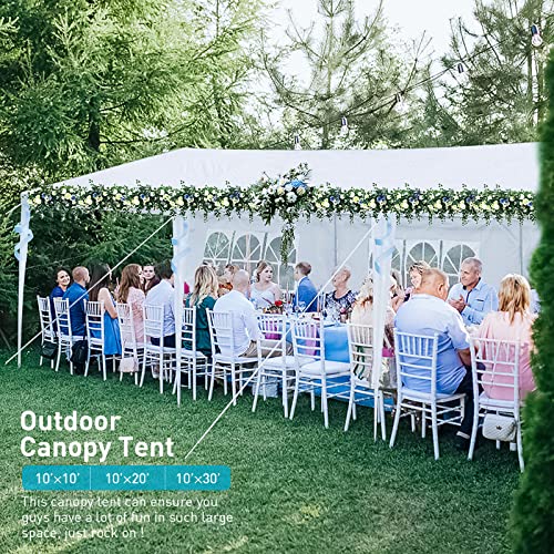 10'x30' Party Tent, Outdoor Tents for Parties, Wedding and Birthday, White Large Canopy Tent with 5 Removable Sidewalls & Transparent Windows, Outside Gazebo Event Tent for Garden, Patio and Backyard