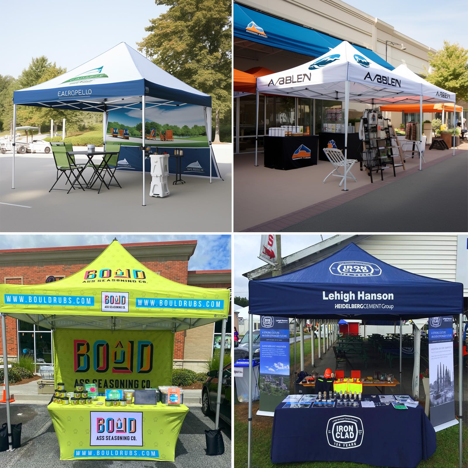 Custom Tents 10x20 with Logo, Custom Canopy Tent 10x20 with Logo, Personalized Pop Up Tent Canopy for Tradeshow Outdoor Events Advertising, Roller Bag Included (1 Full Wall + 2 Half Walls)