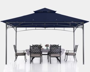 abccanopy gazebos for patios 10x12 - outdoor steel frame gazebo for lawn backyard garden deck (navy blue)