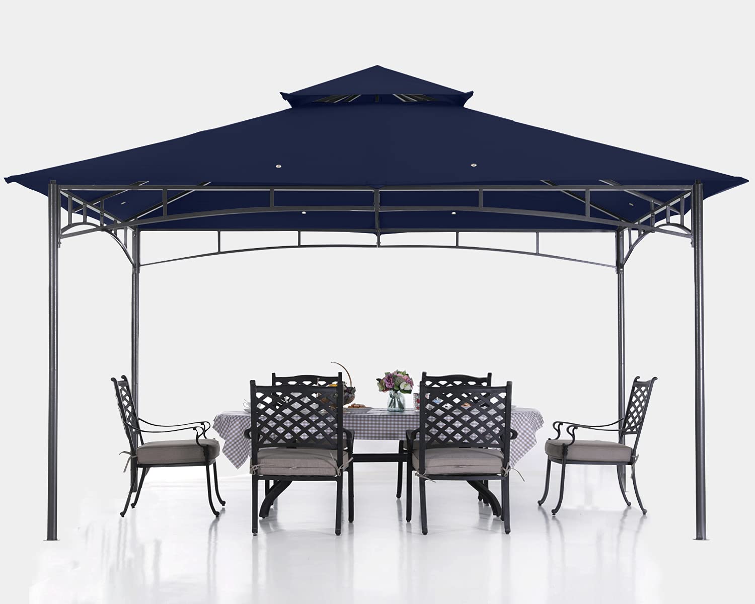 ABCCANOPY Gazebos for Patios 10x12 - Outdoor Steel Frame Gazebo for Lawn Backyard Garden Deck (Navy Blue)