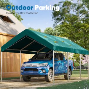 Quictent 10’x20’ Heavy Duty Carport Car Canopy Galvanized Car Boat Shelter with Reinforced Steel Cables-Green