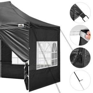 Instahibit 10x20 FT Pop Up Outdoor Canopy Wedding Party Tent Folding Enclosed Canopy with Sidewalls Carry Bag Black