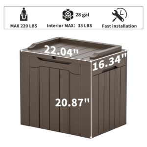 Greesum 31 Gallon Resin Deck Box All Weather Outdoor Storage Boxes for Patio Furniture Set,Outdoor Toys,Garden Tools,Brown