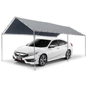 king canopy original 10-feet by 20-feet, 1 3/8-inch steel frame, 6-leg, carport, grey, kmk1pcs