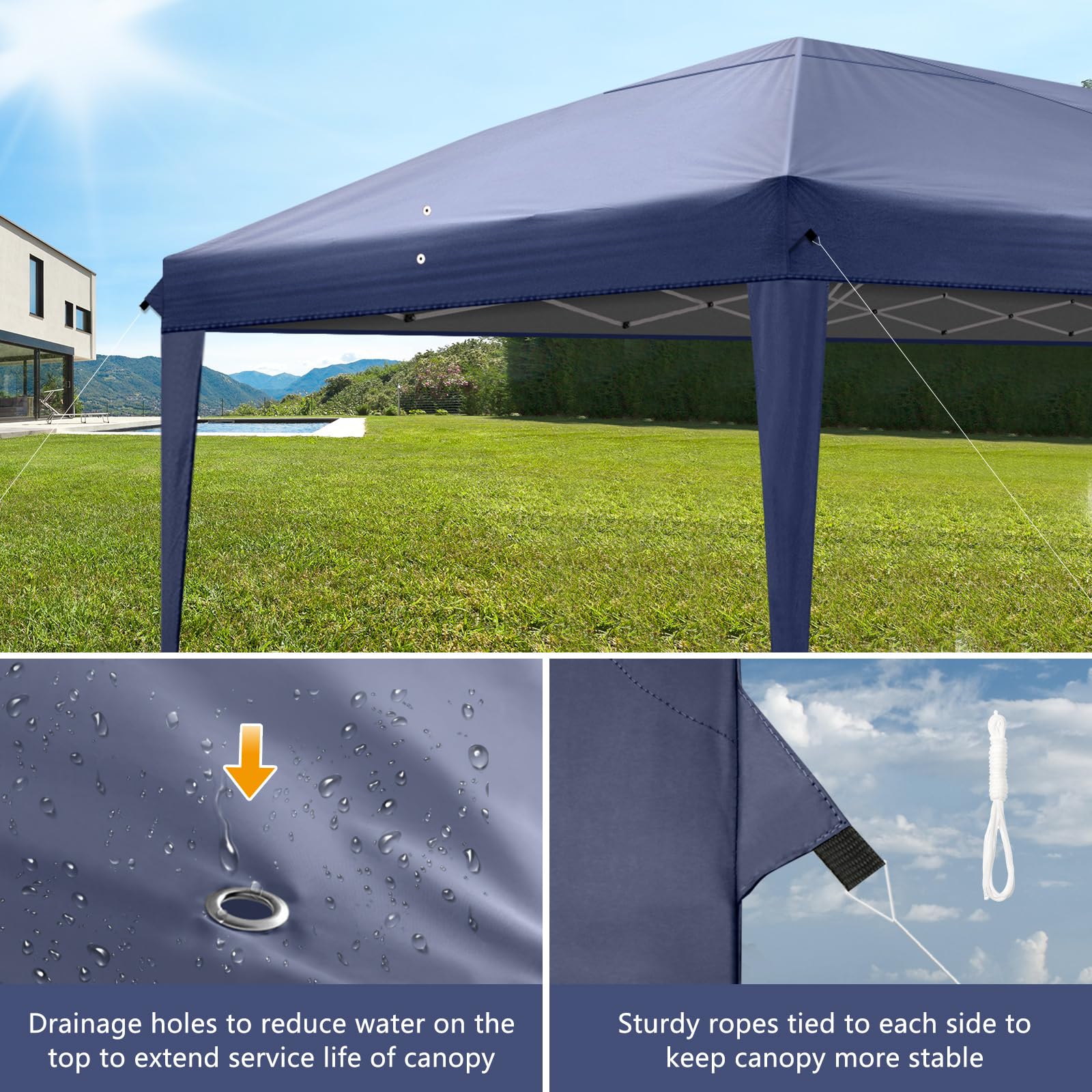 Outvita 10x20ft Ez Pop Up Canopy, Portable Instant Canopy Tent with 4 SideWalls for Outdoor Events, Party, Wedding, Birthday,Graduation