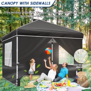 yoyomax 8'x 8' Pop Up Canopy Instant Folding Gazebo, Outdoor Lightweight Gazebo Shade Tent with Sidewalls and Windows Sun Protection, Ideal for Patio-Backyard-Deck (Black)