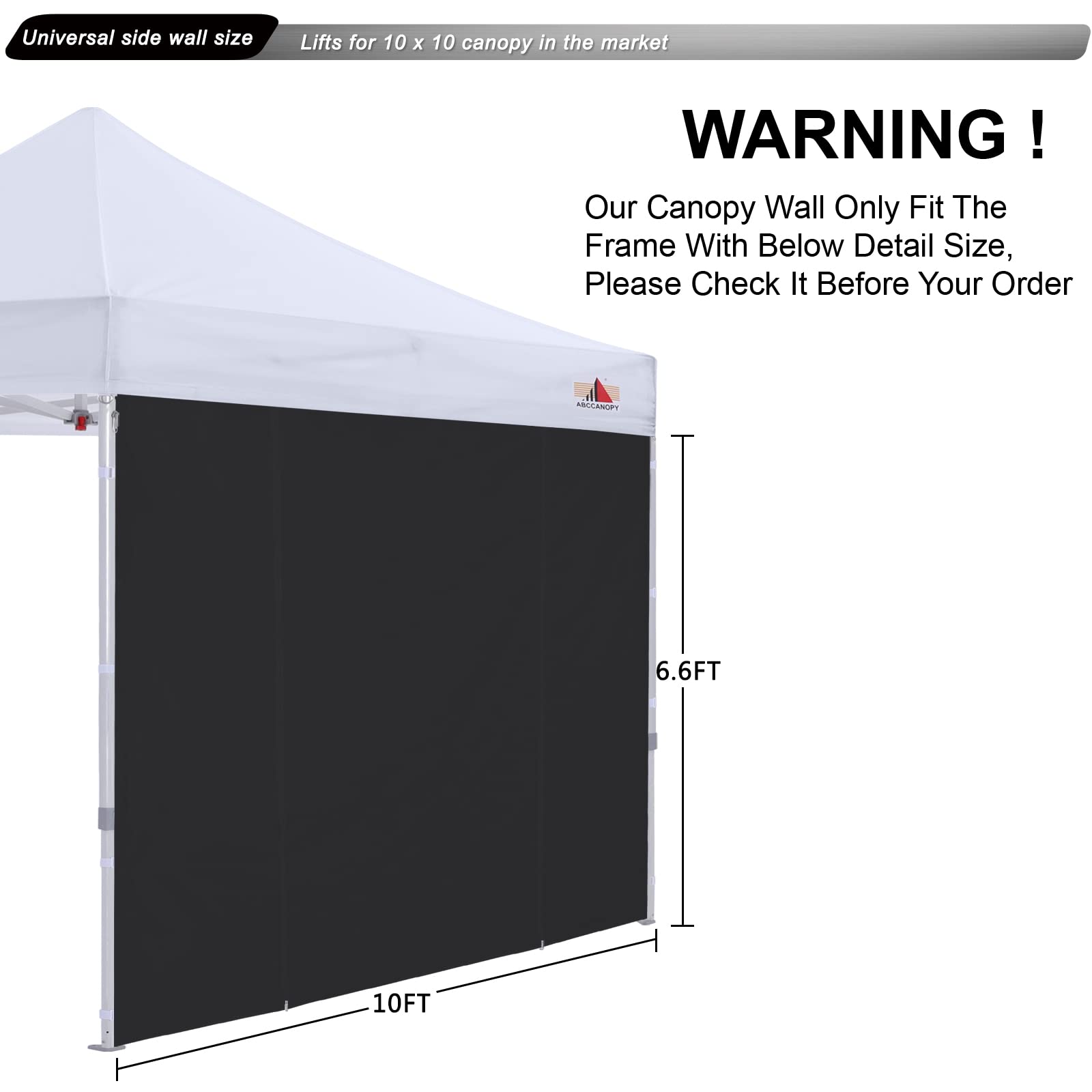 ABCCANOPY Canopy Rolling Door 10x10 FT with Zipper, 1 Pack Door Only, NOT Including Frame and Top, Black