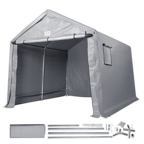 VEVOR Portable Shed Outdoor Storage Shelter, 7x12x7.36 ft Heavy Duty Instant Storage Tent Tarp Sheds with Roll-up Zipper Door and Ventilated Windows for Motorcycle, Bike, Garden Tools