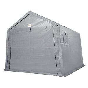 VEVOR Portable Shed Outdoor Storage Shelter, 7x12x7.36 ft Heavy Duty Instant Storage Tent Tarp Sheds with Roll-up Zipper Door and Ventilated Windows for Motorcycle, Bike, Garden Tools