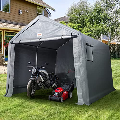 VEVOR Portable Shed Outdoor Storage Shelter, 7x12x7.36 ft Heavy Duty Instant Storage Tent Tarp Sheds with Roll-up Zipper Door and Ventilated Windows for Motorcycle, Bike, Garden Tools