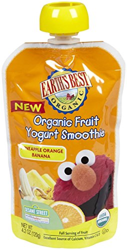 Earth's Best Sesame Street Fruit Yogurt Smoothies - Pineapple Banana Orange - 4.2 oz - 6 pk