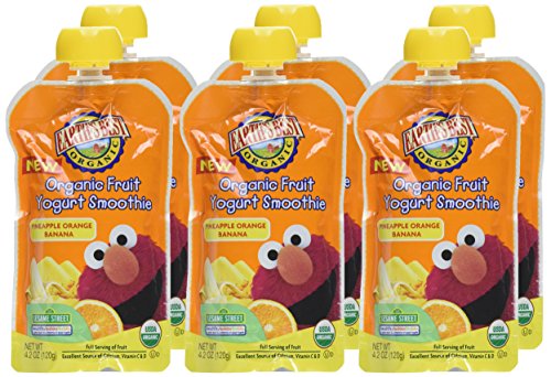 Earth's Best Sesame Street Fruit Yogurt Smoothies - Pineapple Banana Orange - 4.2 oz - 6 pk